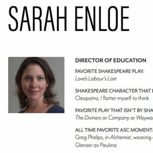 Interview with Sarah Enloe of the American Shakespeare Center